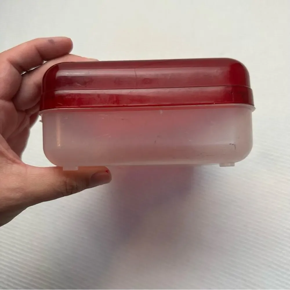 Vintage 90s Spacemaker Pencil Box red/clear